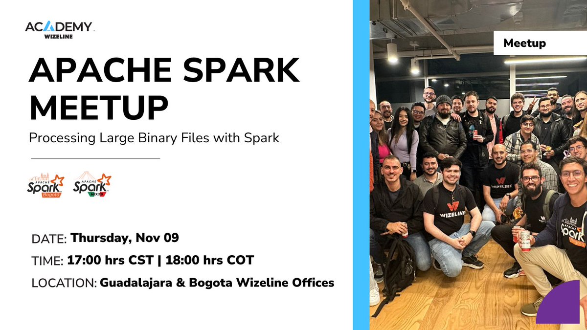 wizelineglobal's tweet photo. Join us for a deep dive into 'Processing Large Binary Files with Spark'! Whether you're a newbie or a Spark pro, this is the meetup for you.

📍 Choose your spot:
🌆 Guadalajara @ Wizeline
🌃 Bogota @ Wizeline

Sign up here: https://t.co/gIpuAQVfiH https://t.co/VtGPSVqV15
