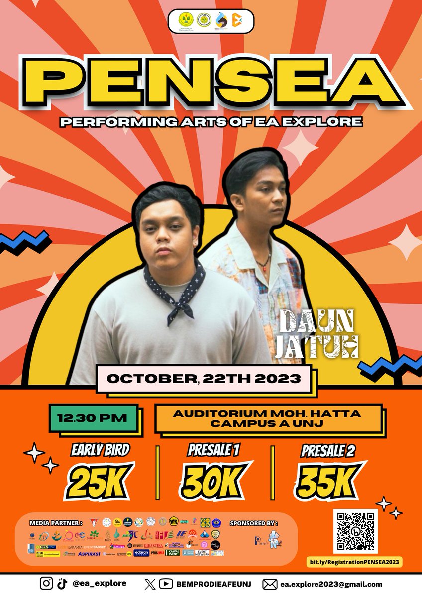 [MEDIA PARTNER]

📢OPEN REGISTRATION PENSEA 2023📢

Hello Everyone!!👋🏻

Open registration PENSEA 2023 as a last part of EA Explore 2023 has started today!!🥳🙌🏻

bit.ly/RegistrationPE…

‼️ Registration will be open on‼️
📆 October 9th - 20th, 2023

#mediapartnerprogress