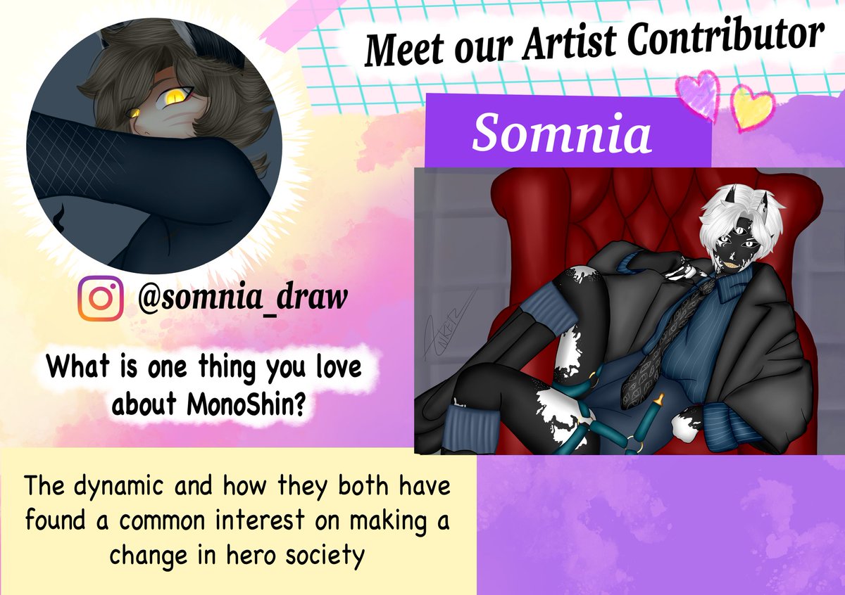 Our next contributor is @somnia_draw on Instagram! You're going to love what they're creating for our zine!