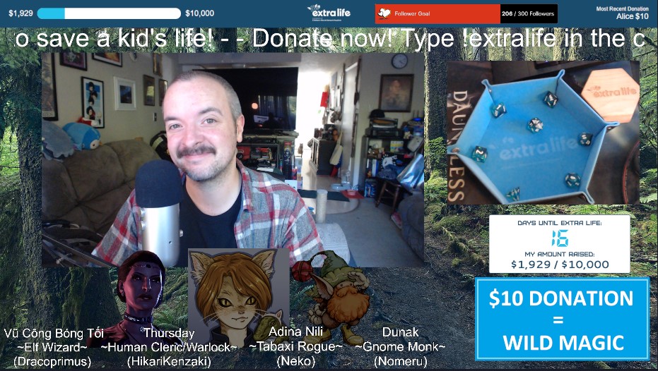 CapmTrevo's tweet photo. LIVE now DMing a D&amp;D One-Shot with Hikari, Neko, Nomeru, and Dracoprimus!
This is a charity stream raising donations for @seattlechildren through @ExtraLife4Kids!
Donate $10+ to cast a WILD MAGIC on the party!
DONATE: https://t.co/7OsSbiyaXs
WATCH: https://t.co/dJaGBOhDHY https://t.co/kYnjC7sOAt