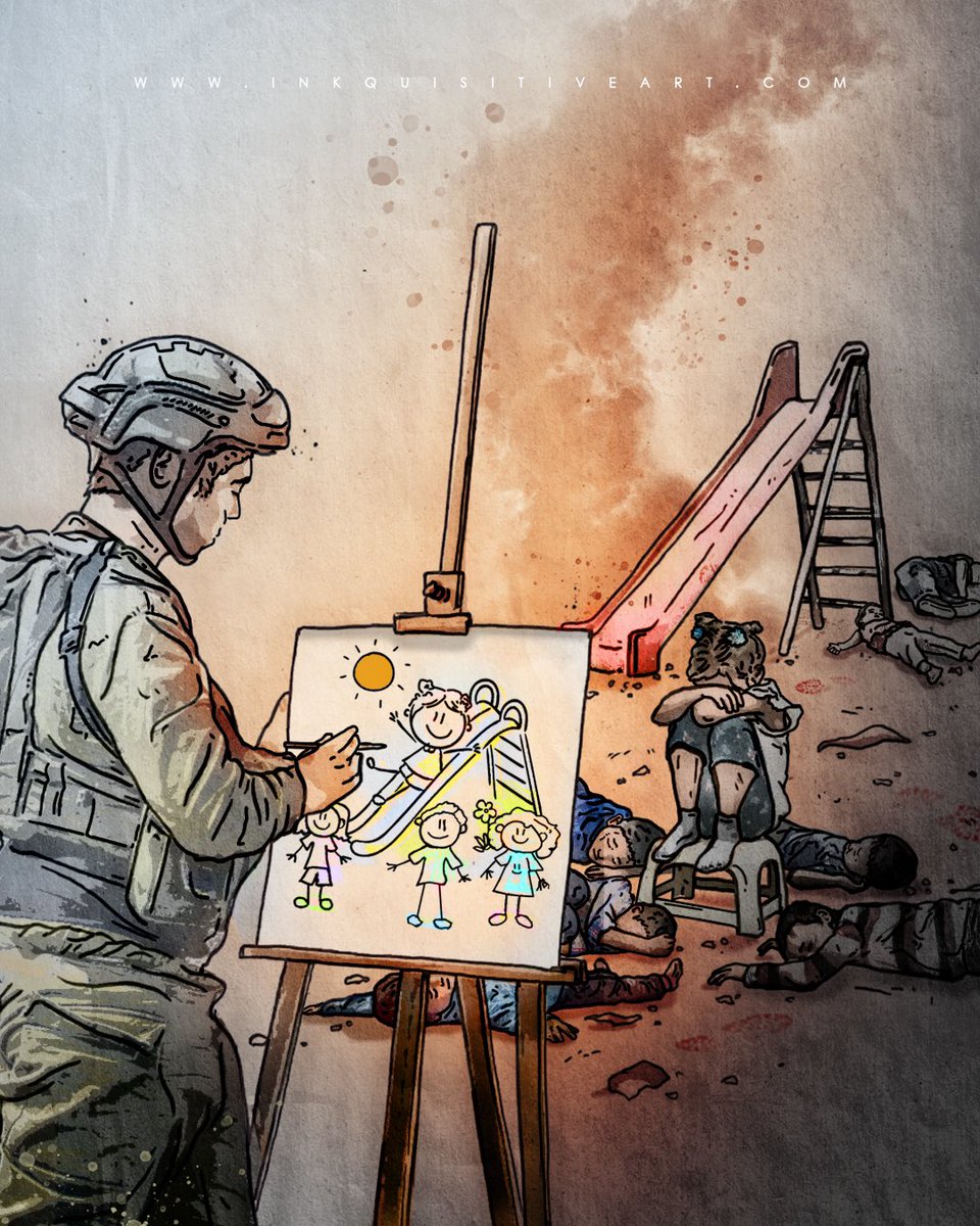 Inkquisitive's tweet photo. the first casualty of war is always the innocent. painting over the truth and horror of war will never stand. humanity is losing itself… 

❤️‍🩹 https://t.co/y0rk5Y9AgZ