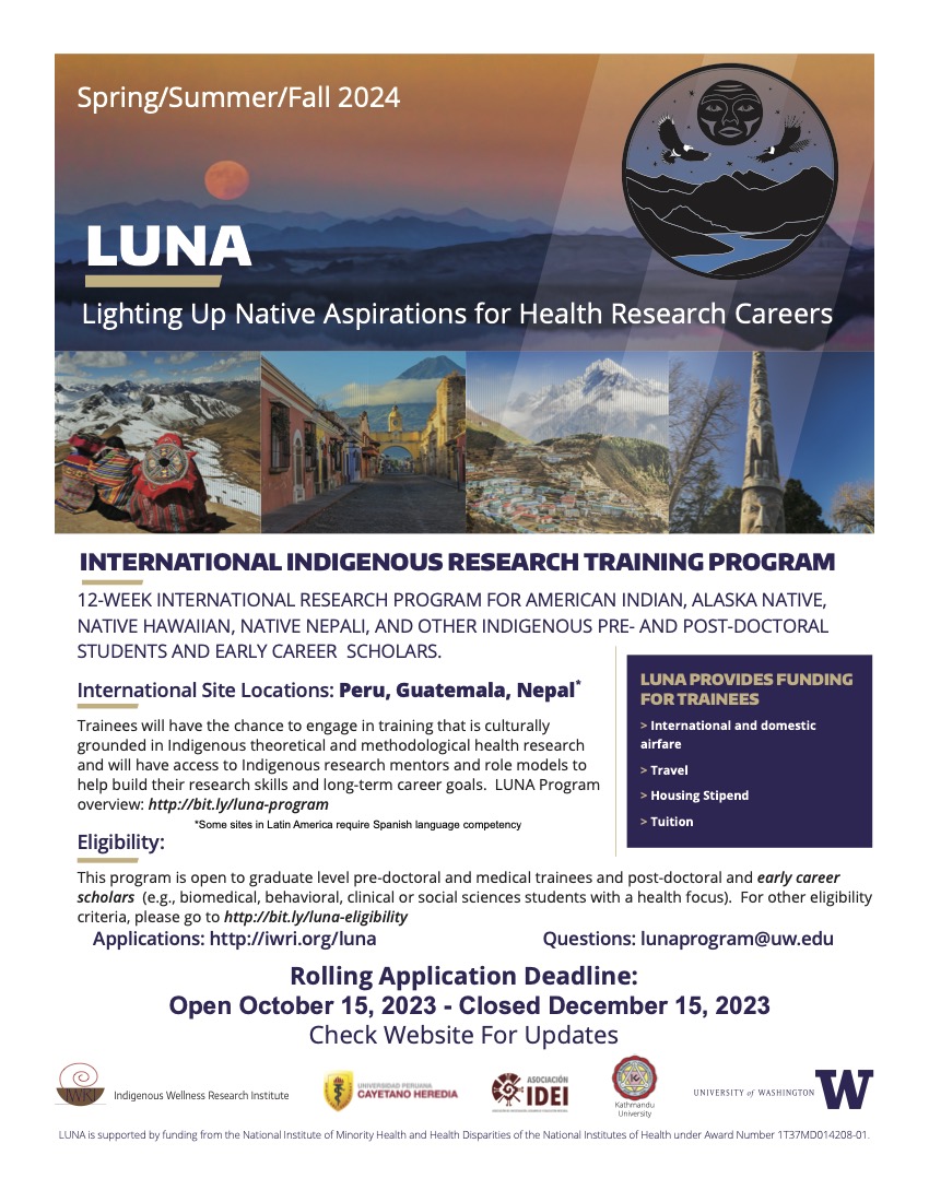 RobertoPDX's tweet photo. Spend next summer with us and join research projects led by Indigenous researchers in Guatemala, Peru, and Nepal. Apply if you are an Indigenous pre or post doc in a health related discipline. More info here: https://t.co/G50ruke63G https://t.co/nxD5NQDluD