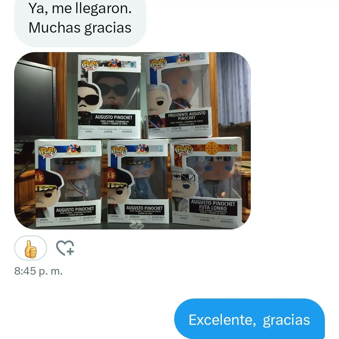 BazarPatriota's tweet image. Cliente feliz nos envía sus Fachos Pop. 

Gracias @carloscgrez

Info y reservas por mensaje 

Despacho a todo Chile 

#bazarpatriota #clientefeliz #fachospop #fachospopbazarbatriota #sinfiltros #feito #EstallidoSocial #18DeOctubre #18O #18Oct #berizzo #bielsa #ContigoCHV #tudia13
