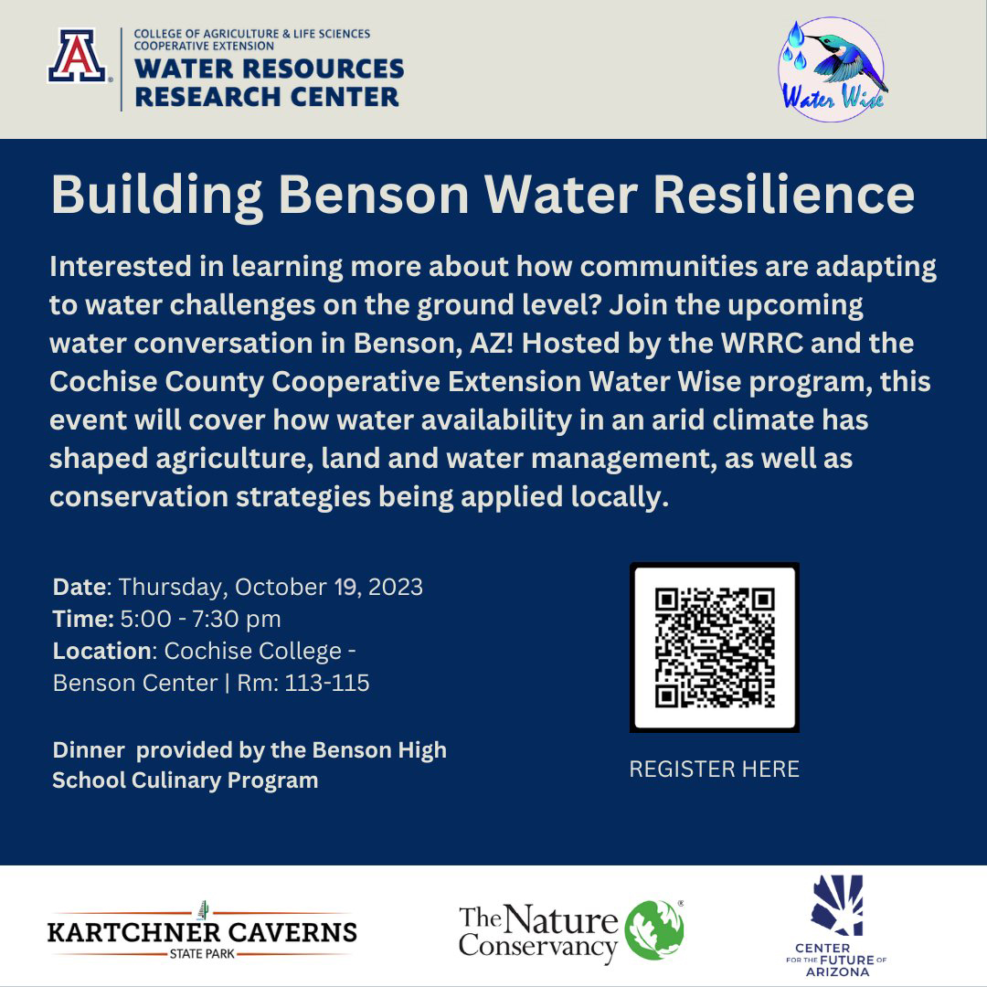 AZWRRC's tweet photo. Tomorrow! (Oct. 19) Building Benson Water Resilience https://t.co/BPbjAMhHJw #Resilience #water https://t.co/JC8gh3r3zD