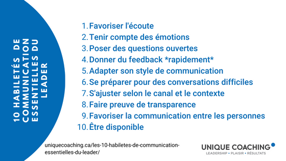 Dans ces habiletés de communication se cachent un peu plus de paix d'esprit… lesquelles?

Pour plus de détail, voici l'article 👉 ow.ly/9SUh50PYm7N

Sinon, le résumé ci-dessous!

#communication #leadership