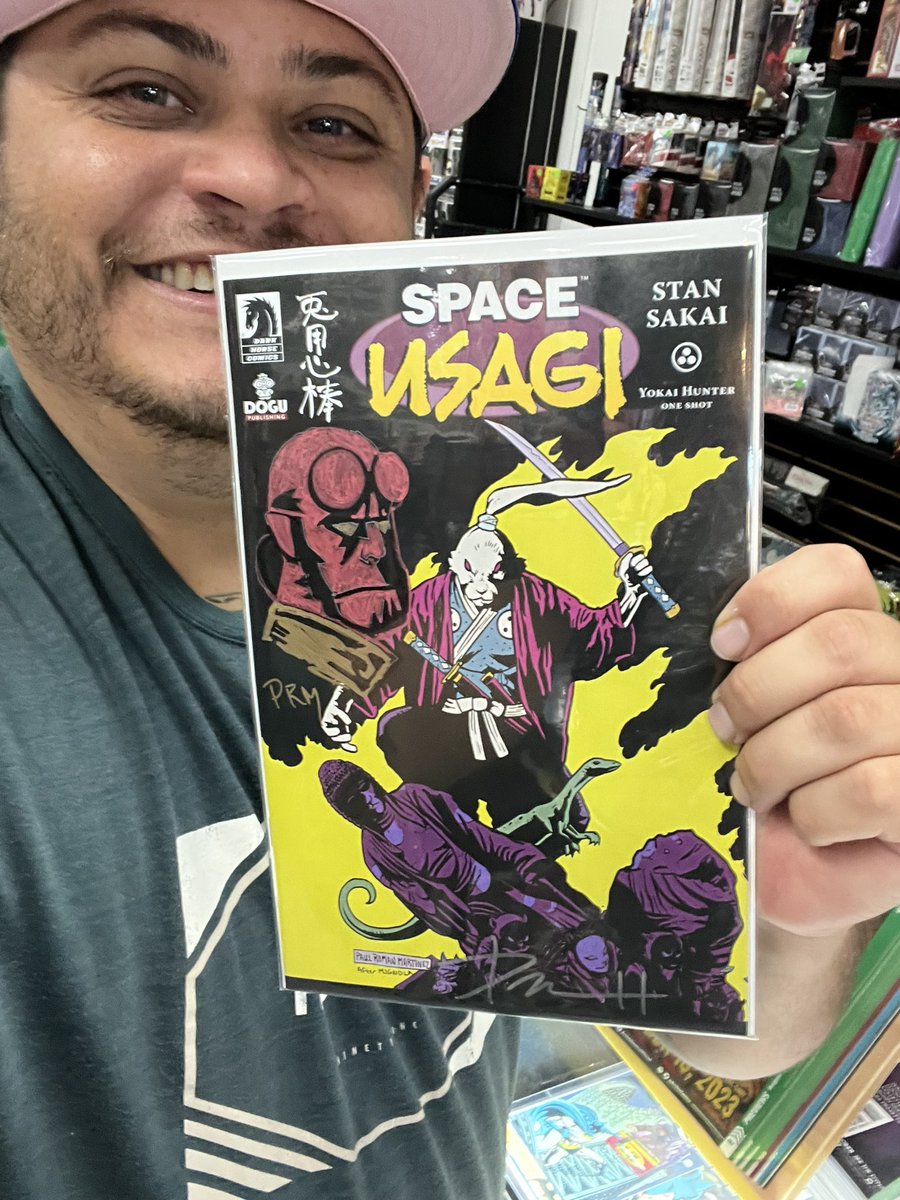 Thank you <a href="/PRMartinez19XX/">Paul Roman Martinez</a> for my awesome remarked copy of SPACE USAGI!

It was only fitting to get a #Hellboy head sketch on his SEEDS OF DESTRUCTION homage cover!!!

Get your very own copy at:
arsenalcomicsgames.bigcartel.com/product/space-…