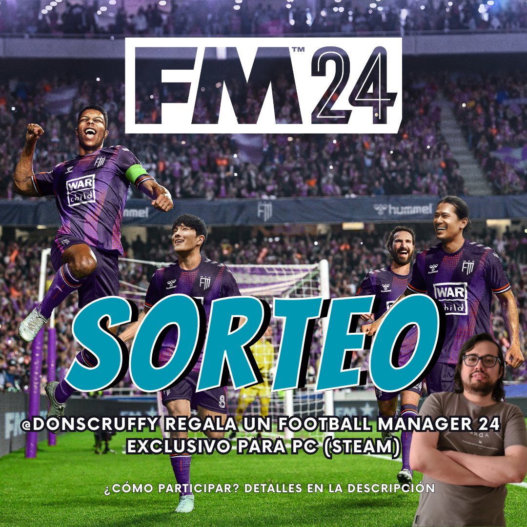 🚨 SORTEO FOOTBALL MANAGER 2024!  

¿Quieres ganarte una copia del #FM24 para PC (Steam)?  

Sigue estas instrucciones:

📌 Seguirme (<a href="/DonScruffy/">Don Scruffy</a>)
📌 Dar Like a este Tweet
📌 Haz RT a este Tweet

Y listo. El sorteo se hará el día Lunes 6 de Noviembre en mi canal de Twitch!