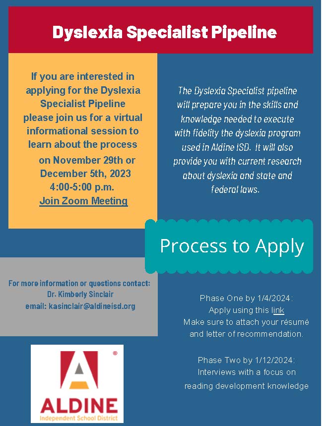 kimjenty's tweet photo. Calling all teachers who are interested in becoming a Dyslexia Specialist. We are having two informational meetings to answer questions about applying for our next pipeline. Save the dates! https://t.co/QLPZWk7nwY