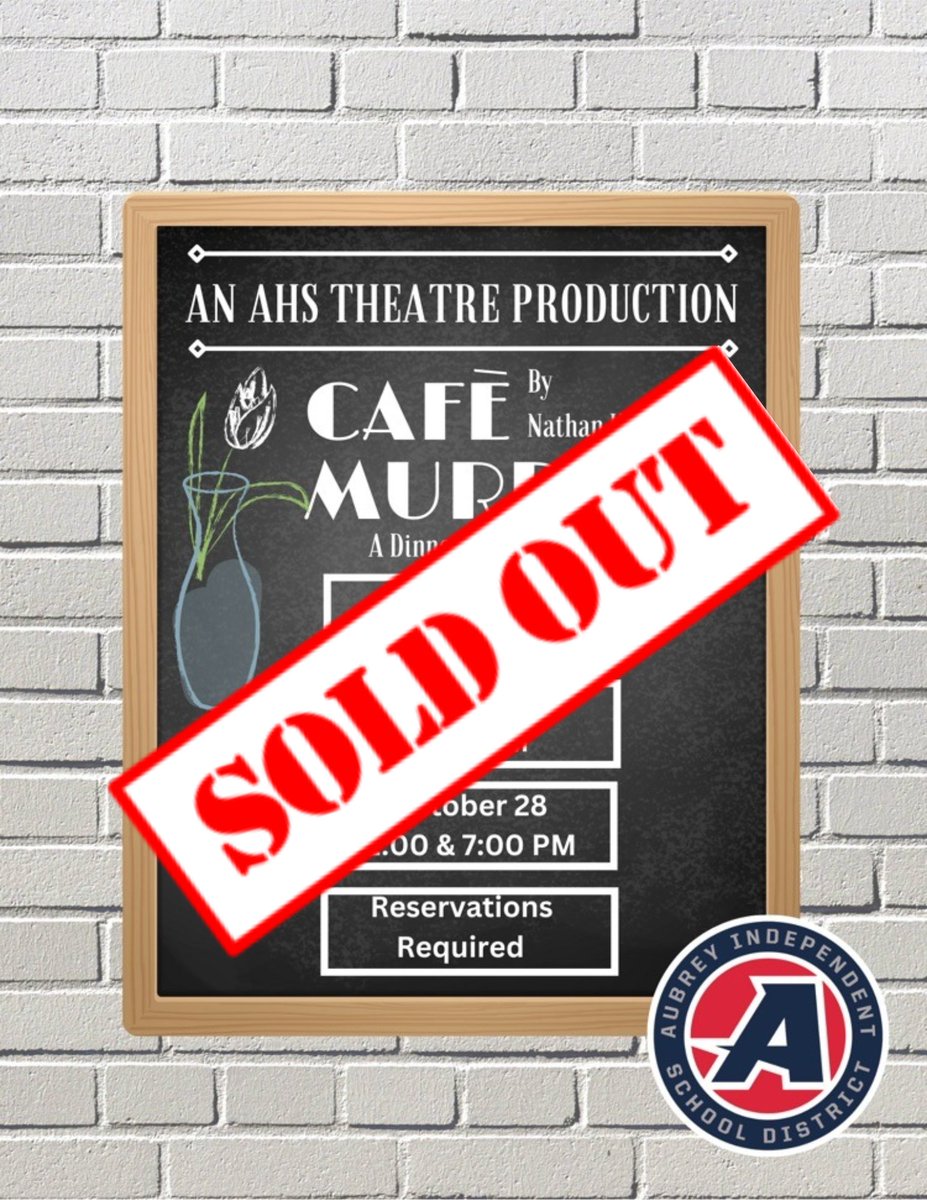 How exciting!! We are SOLD OUT!!
Thank you <a href="/aubreyisd/">Aubrey ISD</a> community for your support! We can't wait to see you in the audience at <a href="/aubrey_ahs/">Aubrey High School</a>!!
You can still use the ticket link if you would like to be on the wait list tinyurl.com/cafetickets23
#itjustmeansmorehere