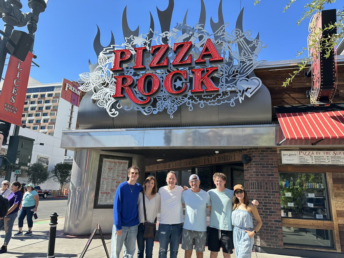 Amazing trip so far with friends and family. Started the day at Pizza Rock (Best pizza in Vegas). Now getting ready for pregame for the U2 concert at the Sphere.