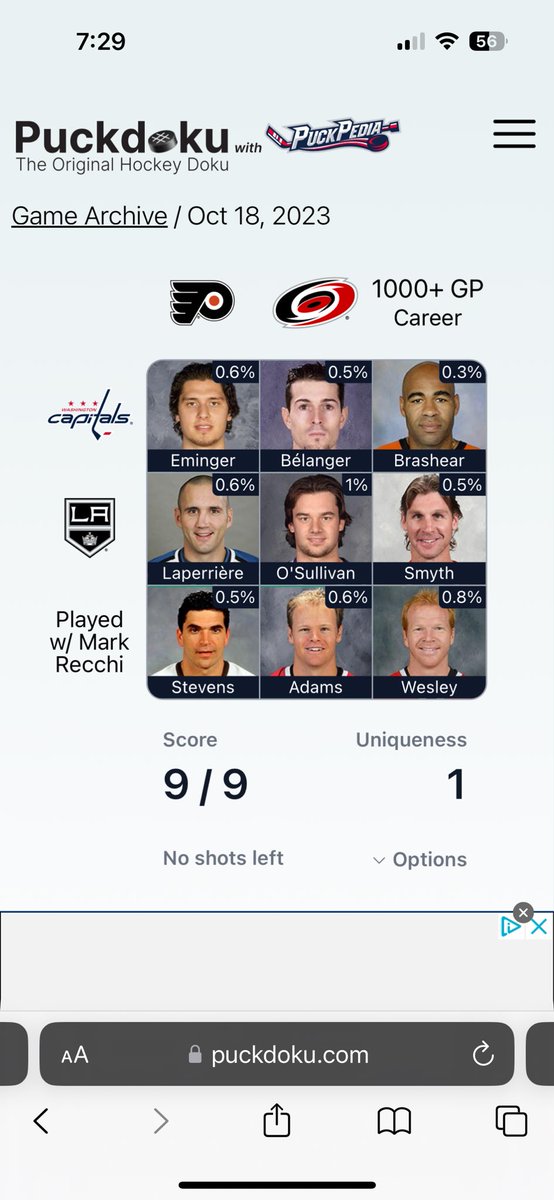 Do you think you can beat Josh every day at Puckdoku? He's created a leaderboard for you to try. Join at: puckdoku.com/leaderboards/c…