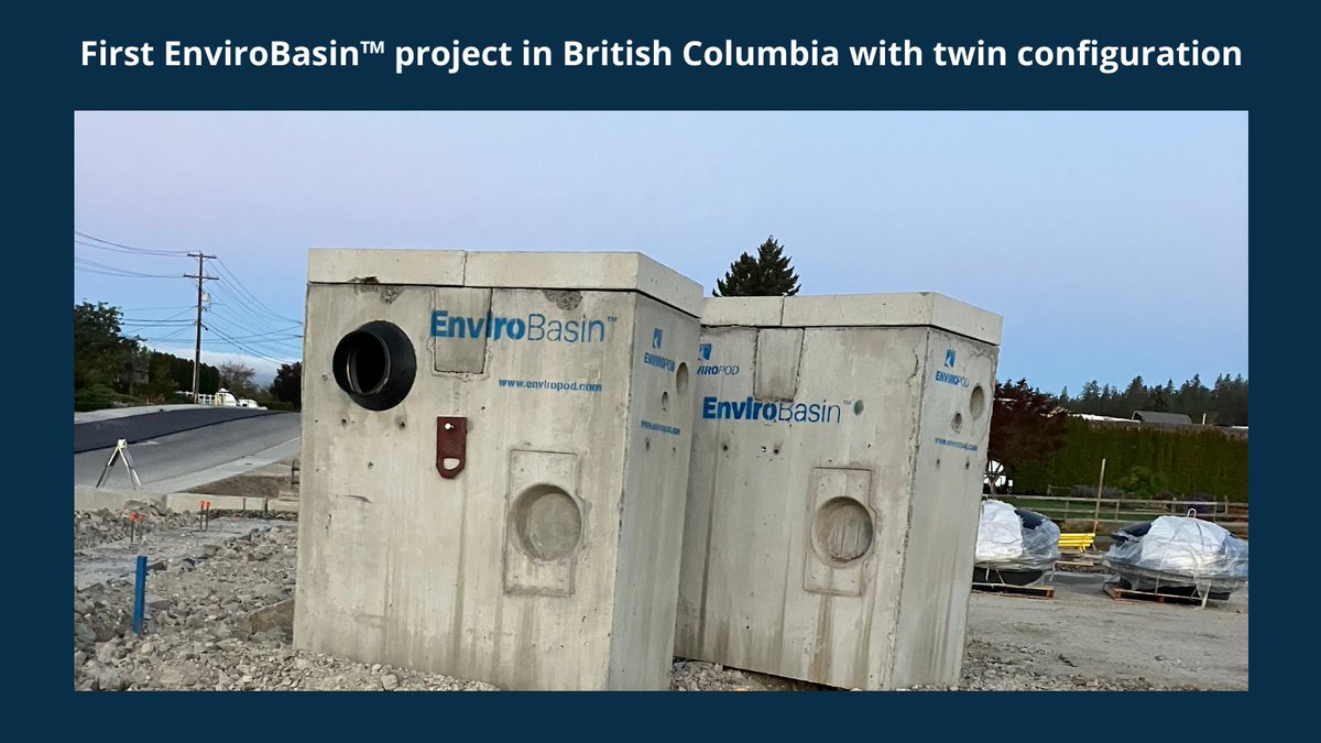 The first #EnviroBasin™ project in Kelowna, British Columbia, Canada - Three twin EnviroBasin’s™. The twin inlet configuration was a simple way to improve the removal efficiency of the EnviroBasin™ to conform with site requirements.
hubs.la/Q0261TD40
#EnviroPod