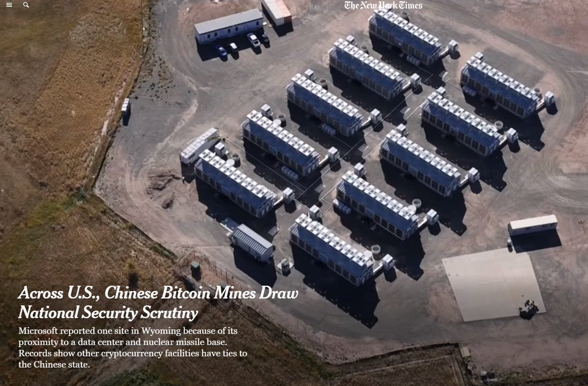 2）据《泰晤士报》报道，美国至少12个州都发现中国公司拥有或经营的比特币矿场，许多矿场配备比特大陆制造的矿机自2021年中国禁止比特币挖矿以来，比特 大陆向美国运送设备数量是过去五年总和的15倍。虽然没明确证据，但美方仍怀疑这些矿场与中国官方有关。