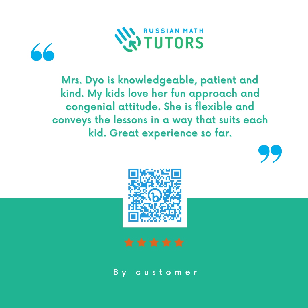 AlexanderKolc13's tweet image. Our Russian Math Tutor, Mrs. Dyo, has been a blessing to our kids! 🙌 She&apos;s knowledgeable, patient, and kind with a fun approach that makes learning math enjoyable. 

 We&apos;re so thankful to have her dedicated guidance and support! 😊

#RussianMathTutors #MathProfessionals #Math...