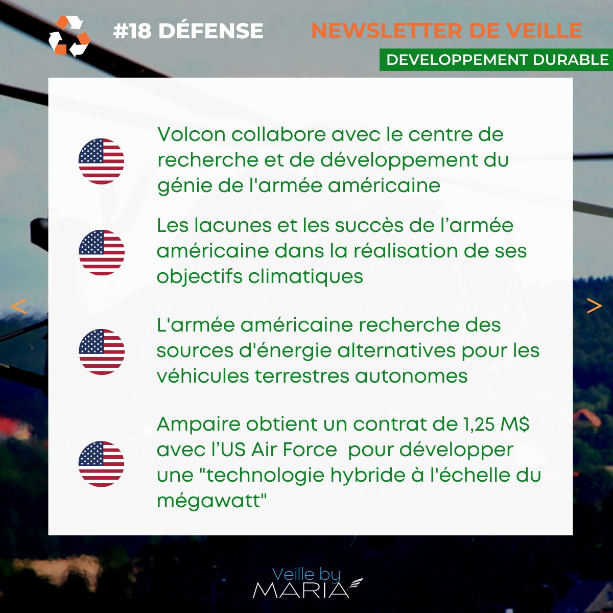 ConseilMaria's tweet photo. La #veille by MARIA vous partage sa sélection d'actualités du secteur de la #défense

Accédez gratuitement à la version intégrale de notre newsletter mensuelle 👉🏻 https://t.co/XCCv6GFoZI

Restez informé et abonnez-vous à nos newsletters sectorielles 👉🏻 https://t.co/7wt6hYOIdA https://t.co/TXYOa0427s