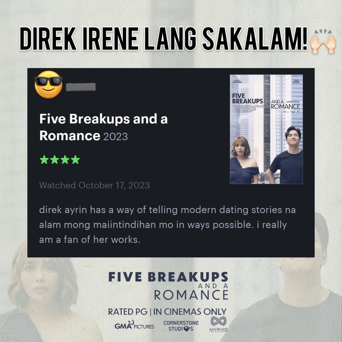 CSstudiosph's tweet photo. Napakadami nang naka relate! Ako na yung nahihirapan 😅

Manood na kayo ng FIVE BREAKUPS AND A ROMANCE ‼️ Wala kayong pagsisihan. PERIOD.

#FiveBreakupsAndARomance
#5BAARNOWSHOWING https://t.co/6xVtAjEqZJ