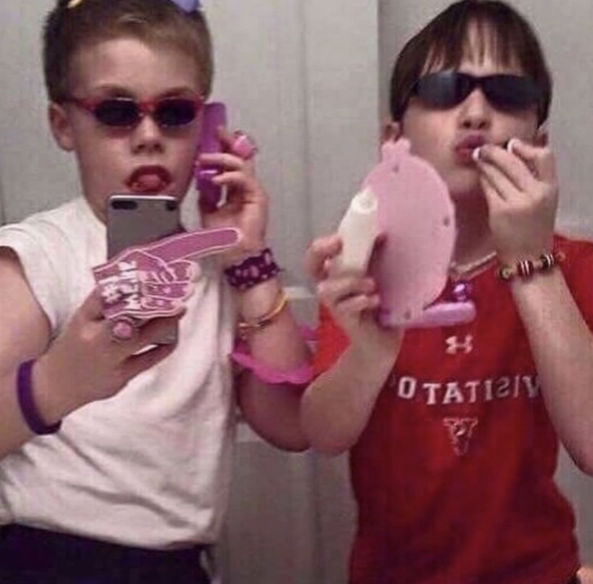 me n my home girl in the mirror before we go out