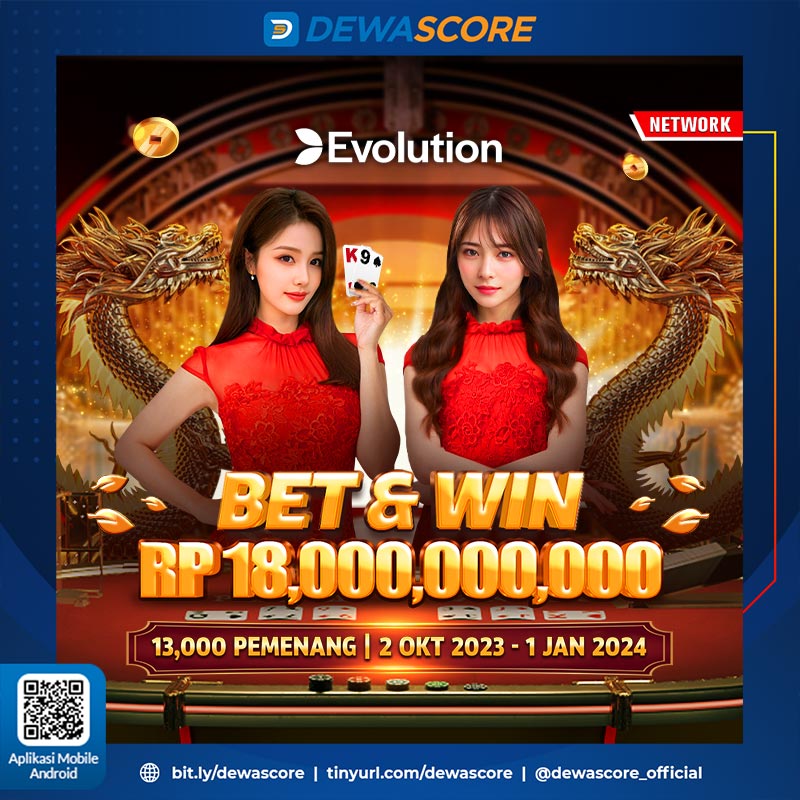 ofc_dewascore's tweet photo. Ayo bergabung sekarang di DEWASCORE dan dapatkan kesempatan emas untuk mendapatkan hadiah fantastis!🏅💰 Ikuti turnamen Evolution Live Casino - Bet &amp; Win menangkan total hadiah 18MILYAR untuk 13,000 pemenang selama periode 02 Oktober 2023 - 01 Januari 2024. https://t.co/Xz0HV0v3g8