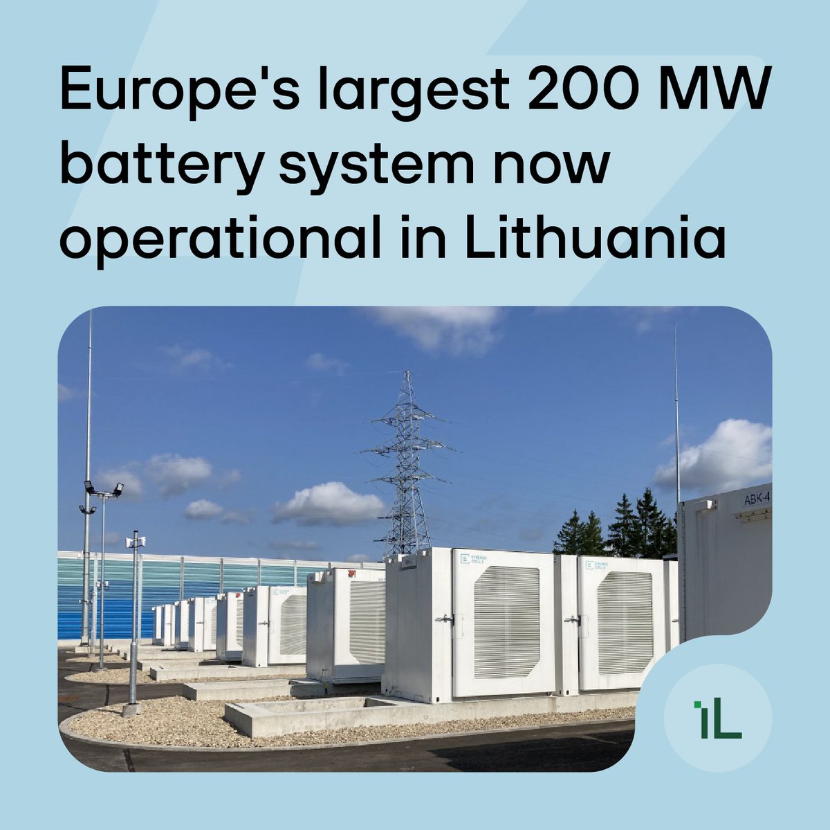 🔋 Europe's largest power battery backup system is now operational in #Lithuania!

Built to counter threats to the nation’s #energy infrastructure, the 200 MWh system ensures an uninterrupted power across the country in the event of disturbances. 💪

enmin.lrv.lt/lt/naujienos/o…