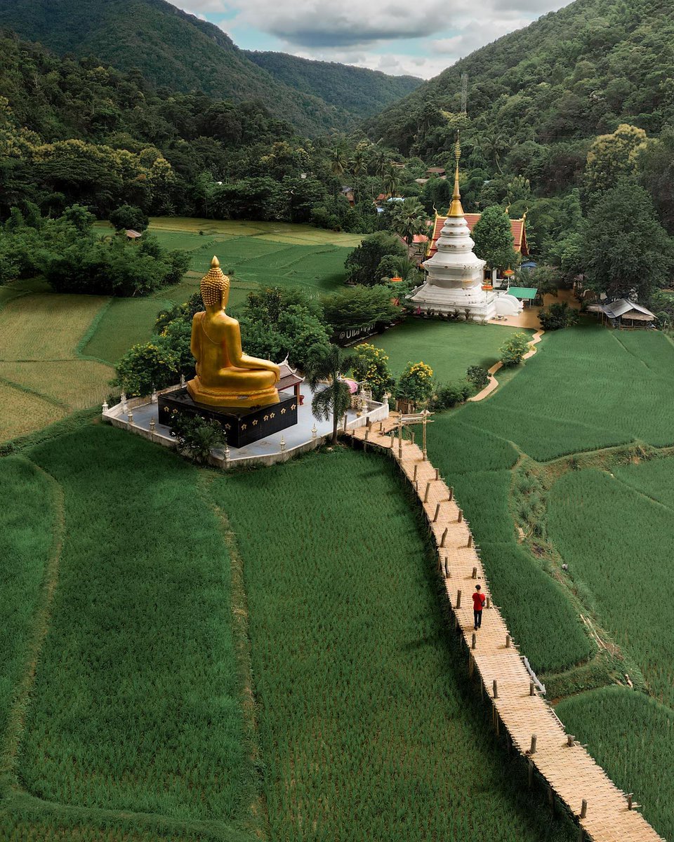 go2Thailand's tweet photo. เดินสะพานไม้ไผ่ ไหว้พระเจ้าตนหลวง ณ วัดนาคูหา กลางทุ่งนา จ.แพร่

ขอบคุณภาพจากIG : nupanupat

#AmazingThailand https://t.co/6V5s2XAdL4
