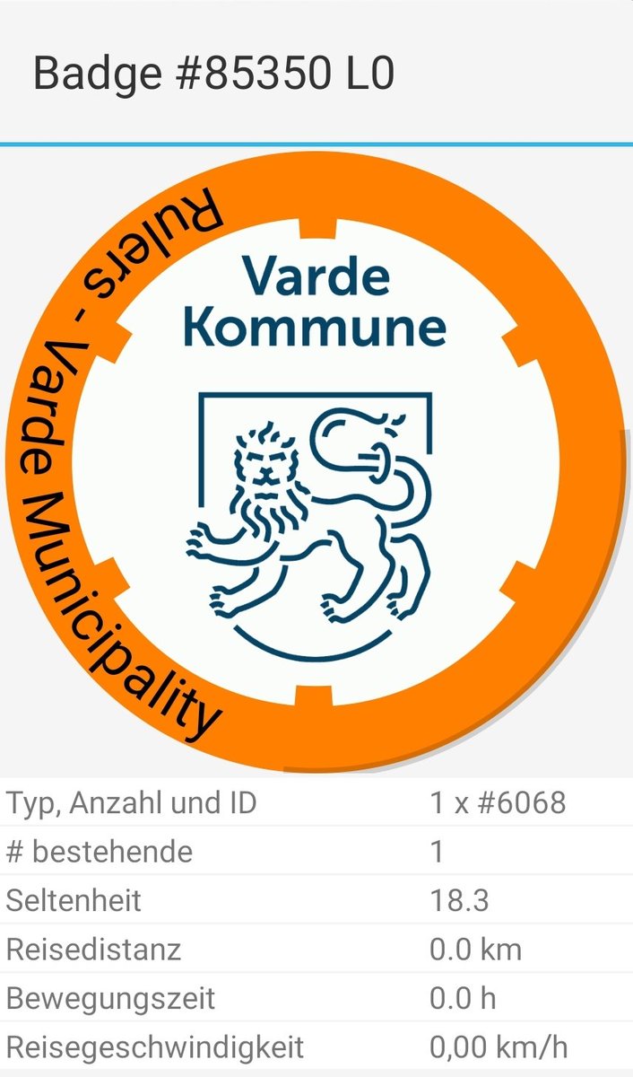 Sternenwandere3's tweet photo. I'm very happy that I could win one more ruler badge in #badgersmmo.
#varde #gpsgame #locationbasedgame #geogaming #mobilegaming https://t.co/vMRsgHPpBl
