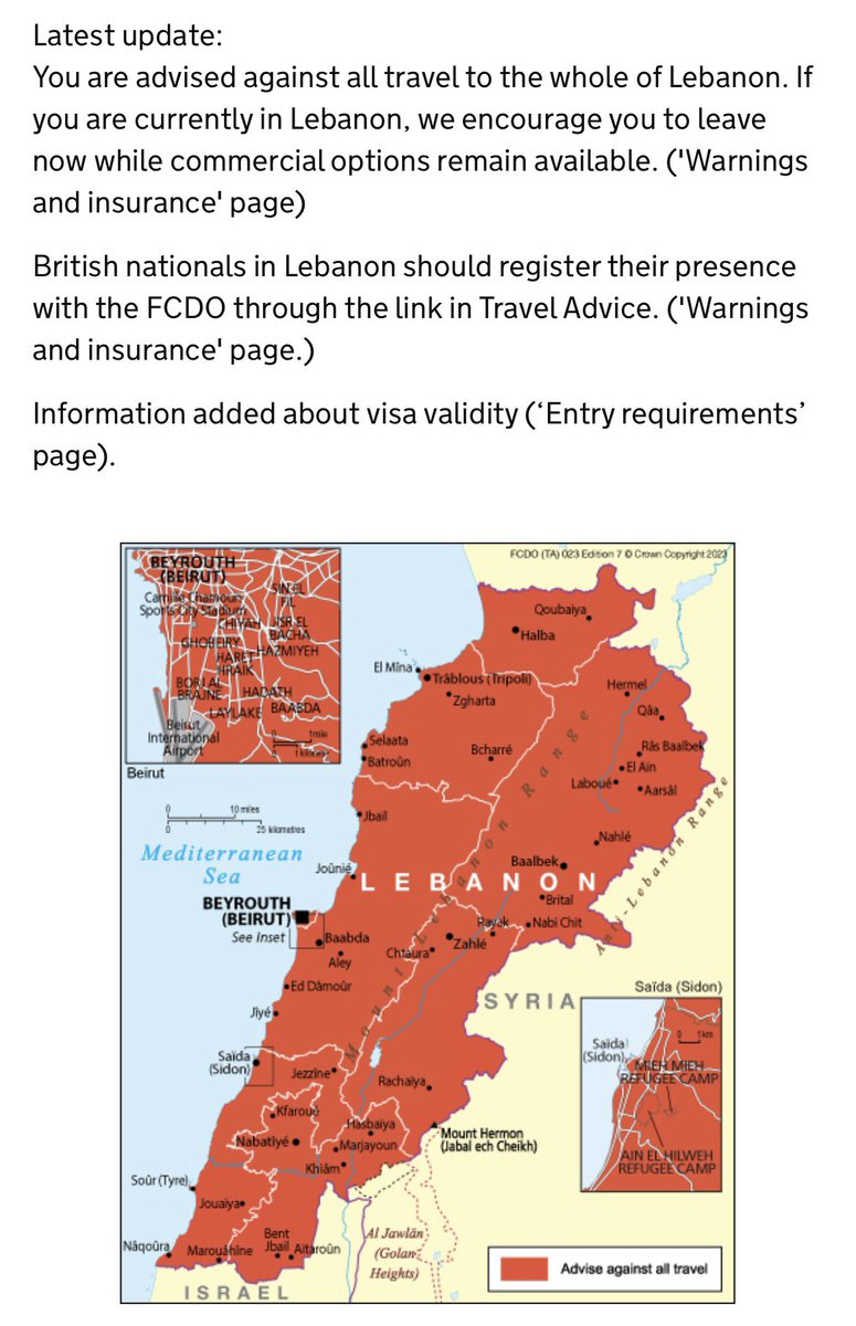 Lebanon turns red, as UK FCDO advises British citizens to leave the country now. #travelsafety #travelsecurity #evacuationplanning #travelriskmanagement #Lebanon