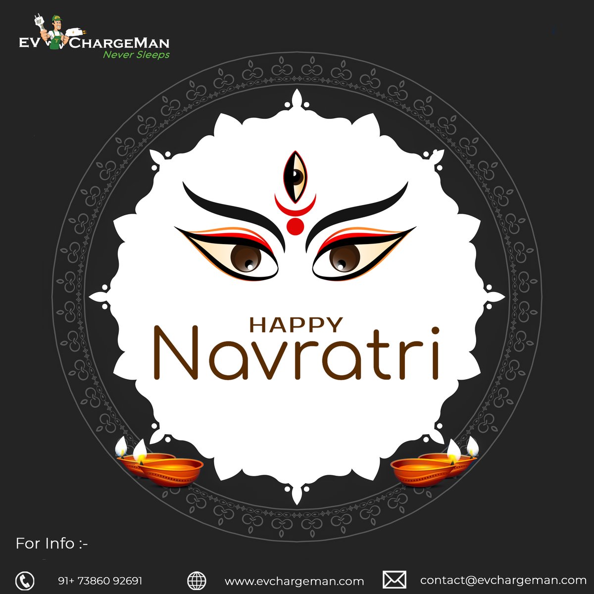 evchargeman's tweet photo. I wish you all a Happy Navratri! May Goddess Durga rid you of all the problems in life. This Navratri onwards, may there only be happiness in your life.
For more details, visit us at https://t.co/lhqFgwdw2o
Contact: +91-7386092691, reach us through mail: sales@evchargeman.com https://t.co/ebdgyAlQkZ