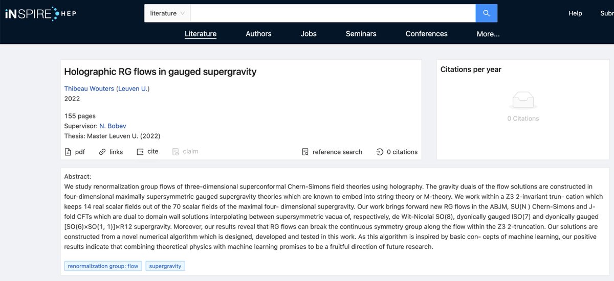 I just found out my master thesis is on inspirehep? How did it get there??? Kind of confused, but it is pretty cool nonetheless. <a href="/ThomasVanRiet2/">Thomas Van Riet</a> is this done automatically for all hep-th master theses? :)