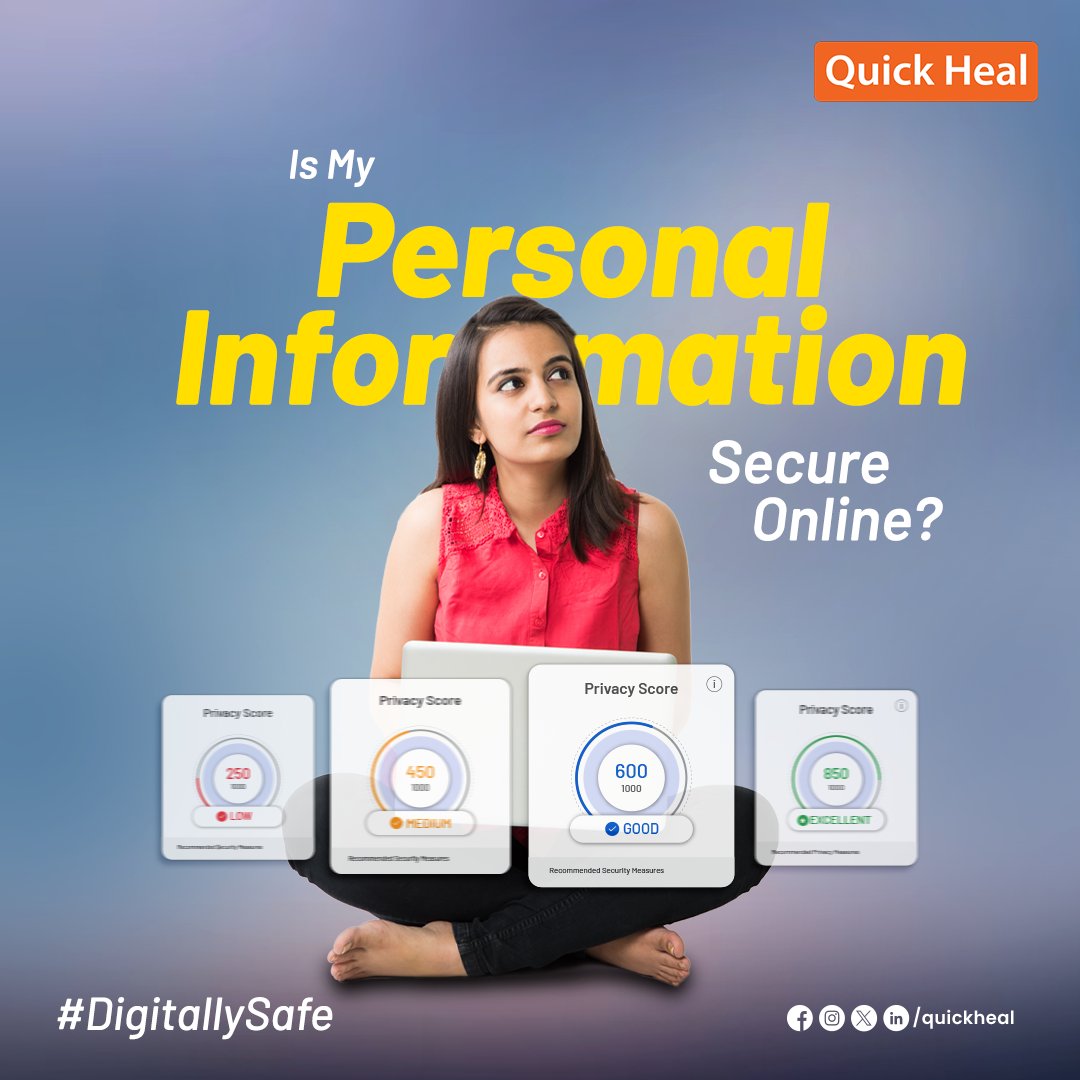 quickheal's tweet image. Check your Privacy Score & get personalized tips to ensure your device is secure - only with Quick Heal v24.
Use code #FREEANDROID to get complimentary #AndroidSecurity with every new purchase. Limited-time offer on selected products only. T&C Apply - bit.ly/46MG5u4