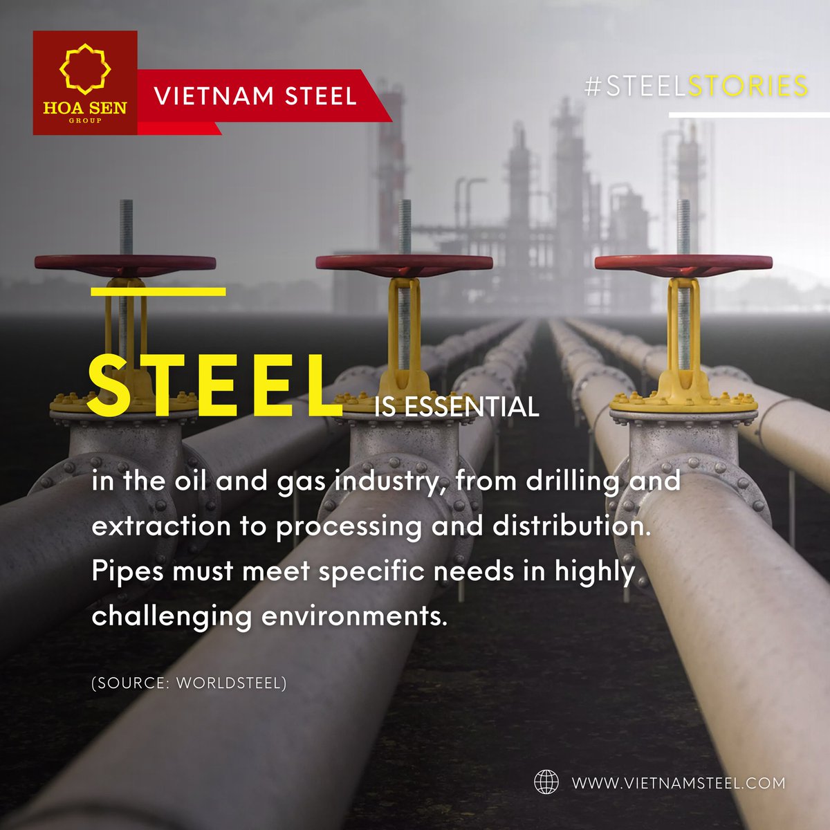 ⚜️ Steel is essential in the oil and gas industry, from drilling and extraction to processing and distribution. Pipes must meet specific needs in highly challenging environments.

#steelfacts #steelexport