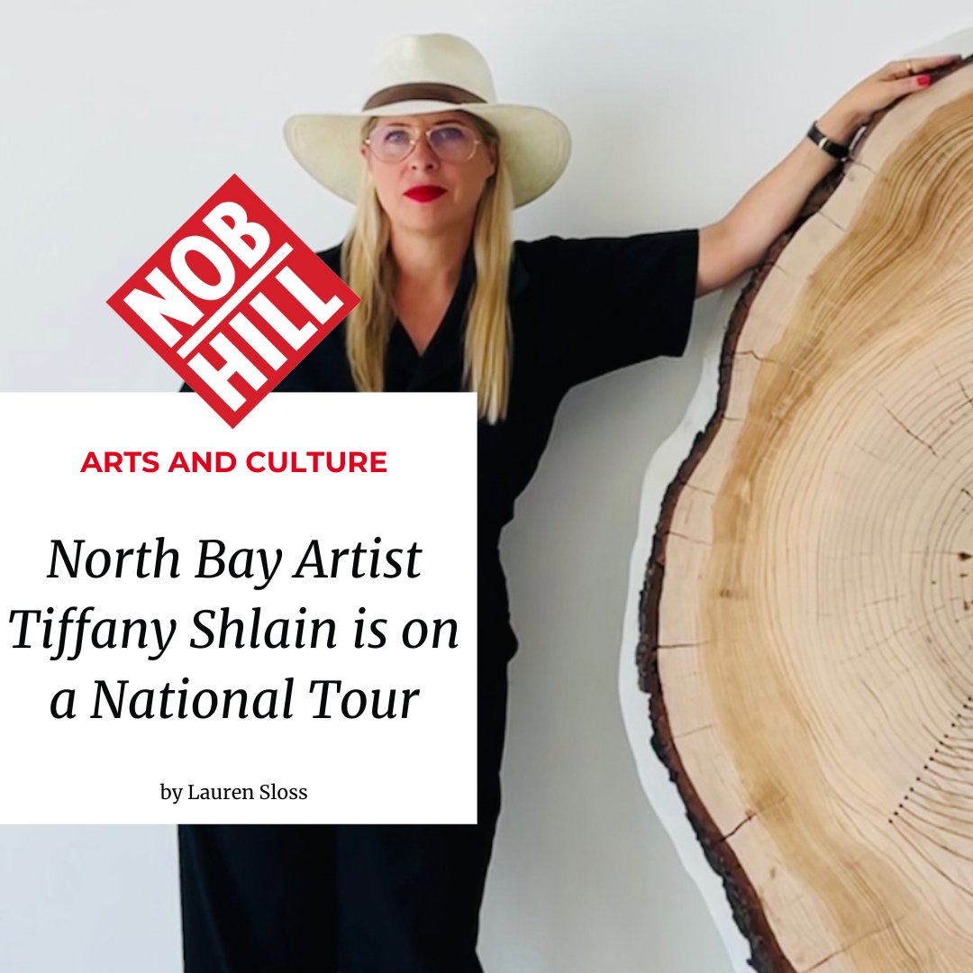 The piece reclaimed cedar tree trunk — dendrochronology is the science of tree rings — covers a view of human history that begins 50,000 years ago, when goddesses were worshiped by civilizations worldwide. Read it at nobhillgazette.com! #NobHillGazette