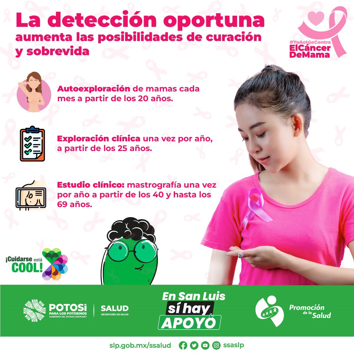 Ma_joshyta's tweet photo. Se estima que 1 de cada 12 mujeres desarrollarán cáncer de mama, la detección oportuna hace la diferencia en la supervivencia. 
Mañana los invito a portar una prenda rosa como símbolo de apoyo en la concienciación y la lucha contra esta enfermedad. https://t.co/ebimmMOHsm