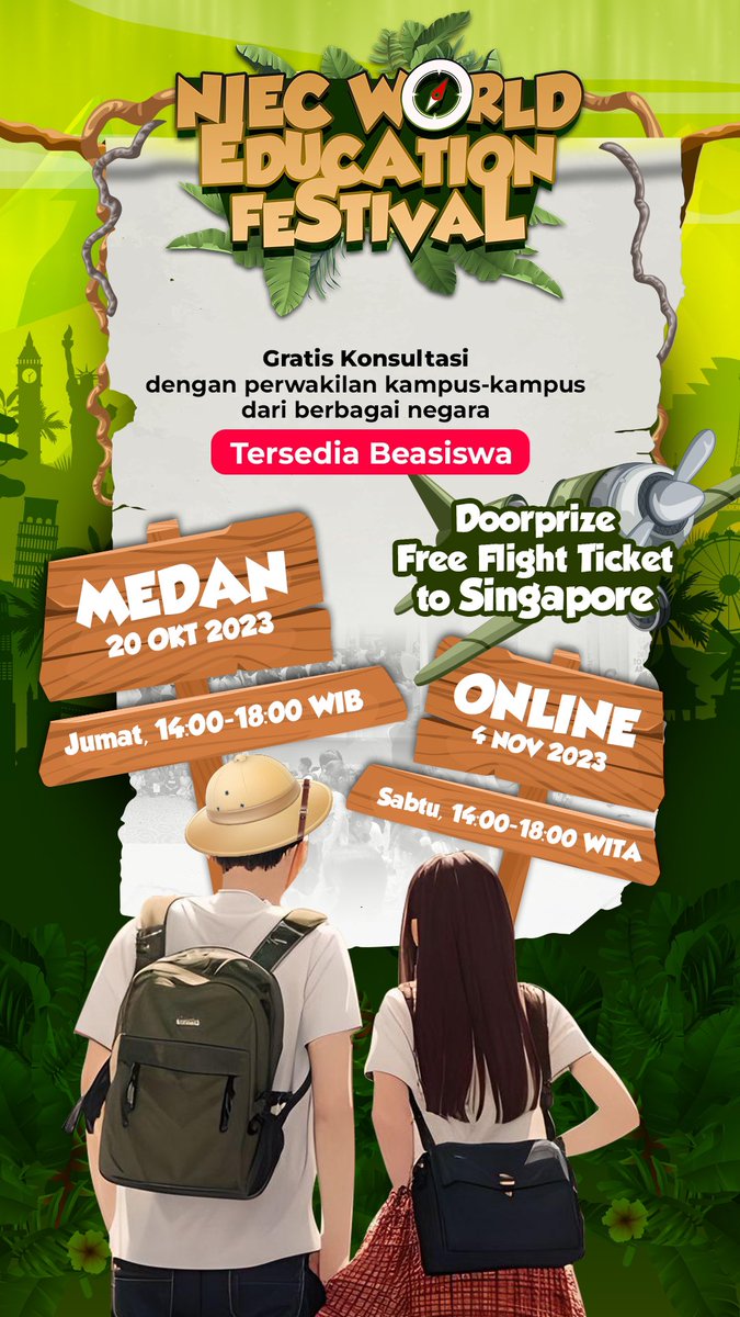 Yuhuuu Kota Medann 🥳🥳🥳
Yuk ramaikan World Education Festival besok di 
Tanggal: 20 Okt 2023, 14:00 - 18:00 WIB
📍Ibis Styles Medan Pattimura

kamu bisa:
- Workshop GRATIS
- Kompetisi berhadiah
- Games seru
Eventnya ini tentunya GRATISSS 

edufest.niecindonesia.com