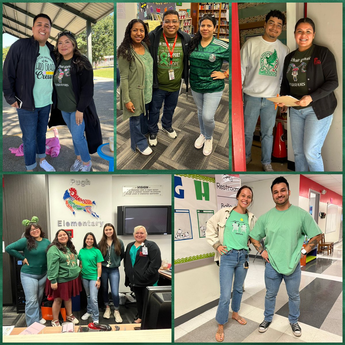 PughRamsHISD's tweet image. DAY 3 of #CharacterCountsWeek at Pugh Elementary! Our scholars and staff wore #GreenForRespinsibility! 💚💚💚 @TeamHISD @HISDCentral @HoustonISD @CHARACTERCOUNTS