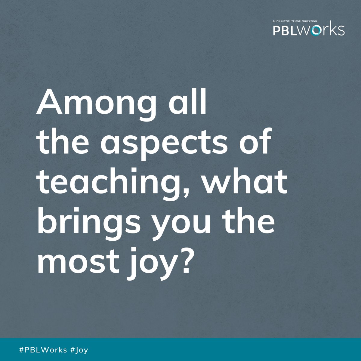 PBLWorks's tweet photo. ✨ Among all the aspects of teaching, what brings you the most joy?✨

#PBL #PBLWorks #joy #joyinteaching #radicaljoy https://t.co/F6hOLwQUgX