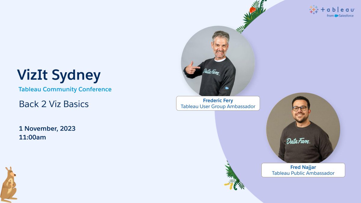 #VizitSYD Speaker Spotlight: What's better than a #tableau session with one Fred? It's a live #B2VB with BOTH #datafam Freds 🙌

Join us for a hands-on session hosted by <a href="/fredffery/">Frederic Fery</a> and <a href="/FredrickNajjar/">Fred Najjar</a> 

Huge thanks to the #B2VB team for letting us test-drive this live, down under