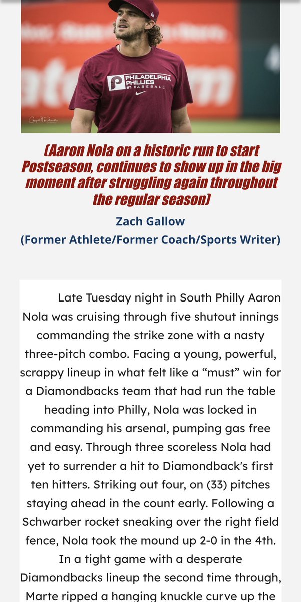 PhillySportFour's tweet photo. “Post Season Nola Continues Historic Run Into 2023 NLCS” (Article In Photos) https://t.co/zEQMakPM12
