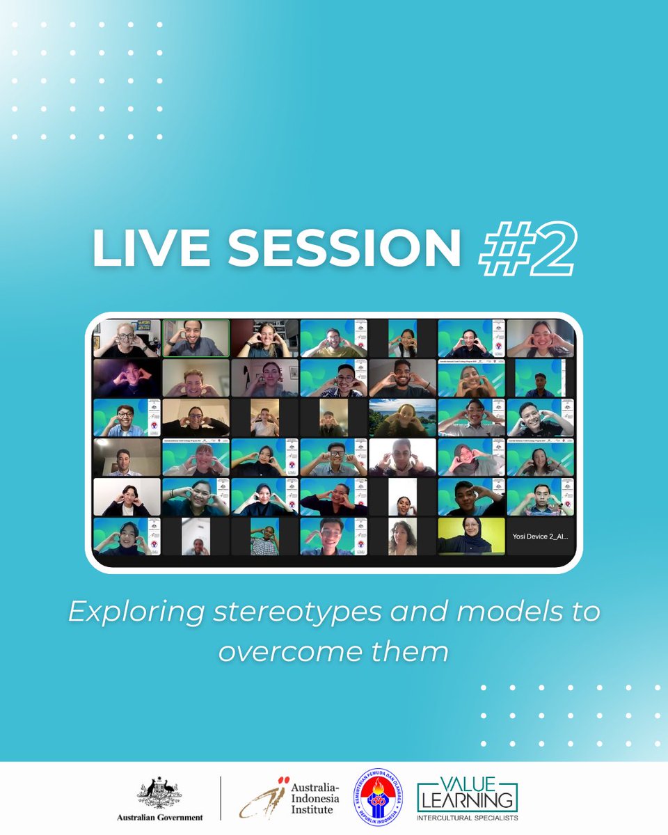 LIVE SESSION #2 🖥️

This week took a turn between the Indonesians 🇮🇩and Australians🇦🇺 with some critical discussions surrounding stereotypes and ways to overcome them, using the D.I.V.E model

#aiyep2023 #australia #indonesia #bilateralrelationship #dfat