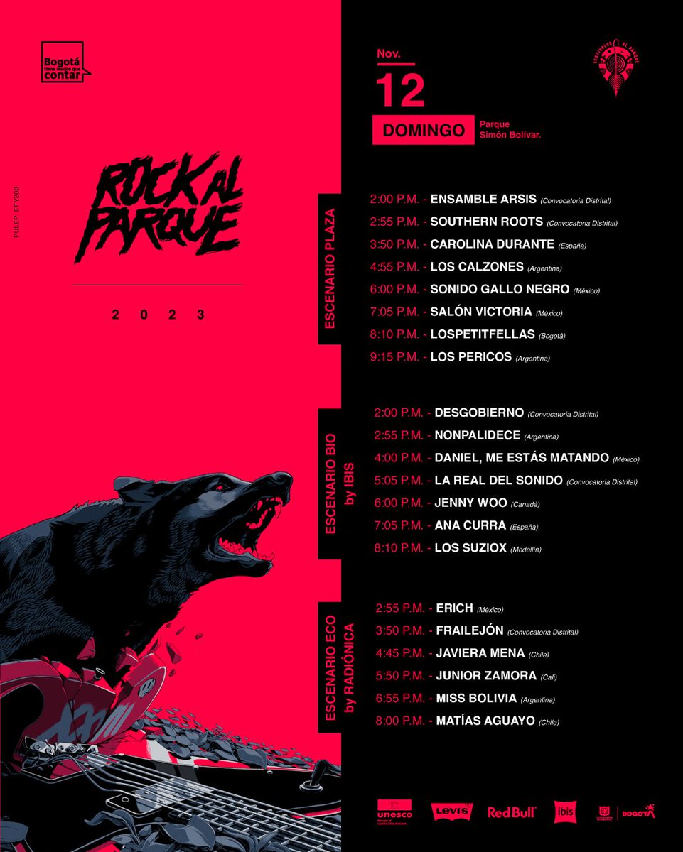 La programación de #RockAlParque2023 😈🤘🔥está lista para sorprendernos con una experiencia única. Este año celebramos la riqueza de sonidos que habita en todos nosotros. 

👇🧵