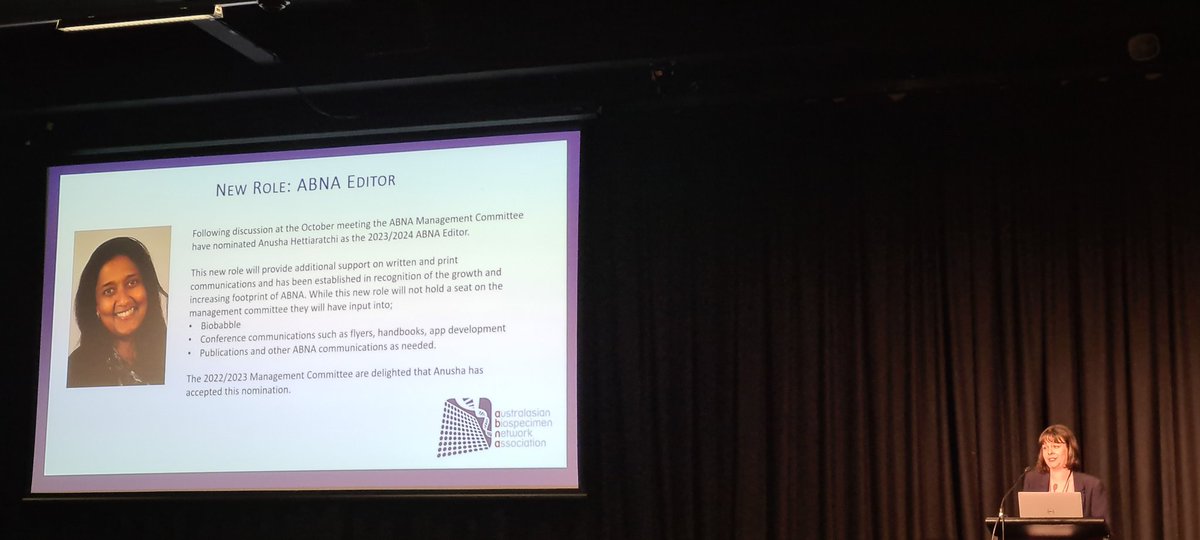 Congratulations <a href="/NushHet/">Nush Hetti</a> <a href="/UNSWMedicine/">UNSW Medicine & Health</a> on being appointed as first <a href="/ABNAonline/">ABNA</a> Editor... who better to drive outreach within the Australasian #biobanking community #ABNA2023GoldCoast