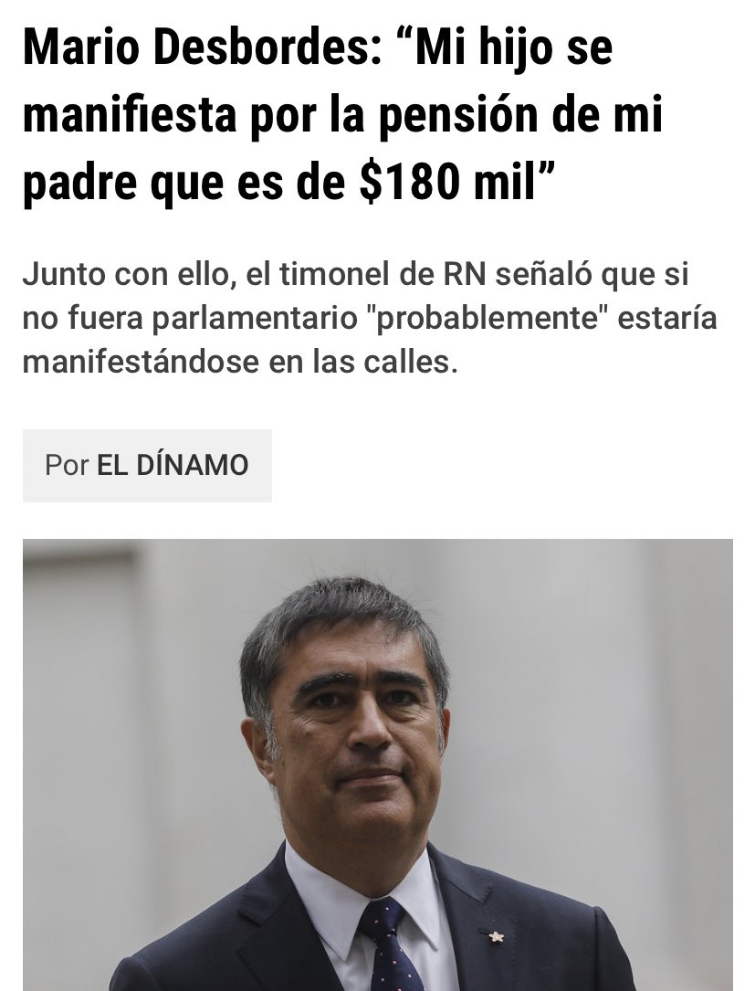 🔴Desbordes acaba de perder la poca credibilidad que le quedaba, dijo:
"Es ridículo pretender que el estallido social fue espontáneo, se produjo por grupos de anarquistas"

🔴Pero hace 4 años afirmaba que "si no fuera diputado estaría tambien en la calle" y que "su hijo iba a las