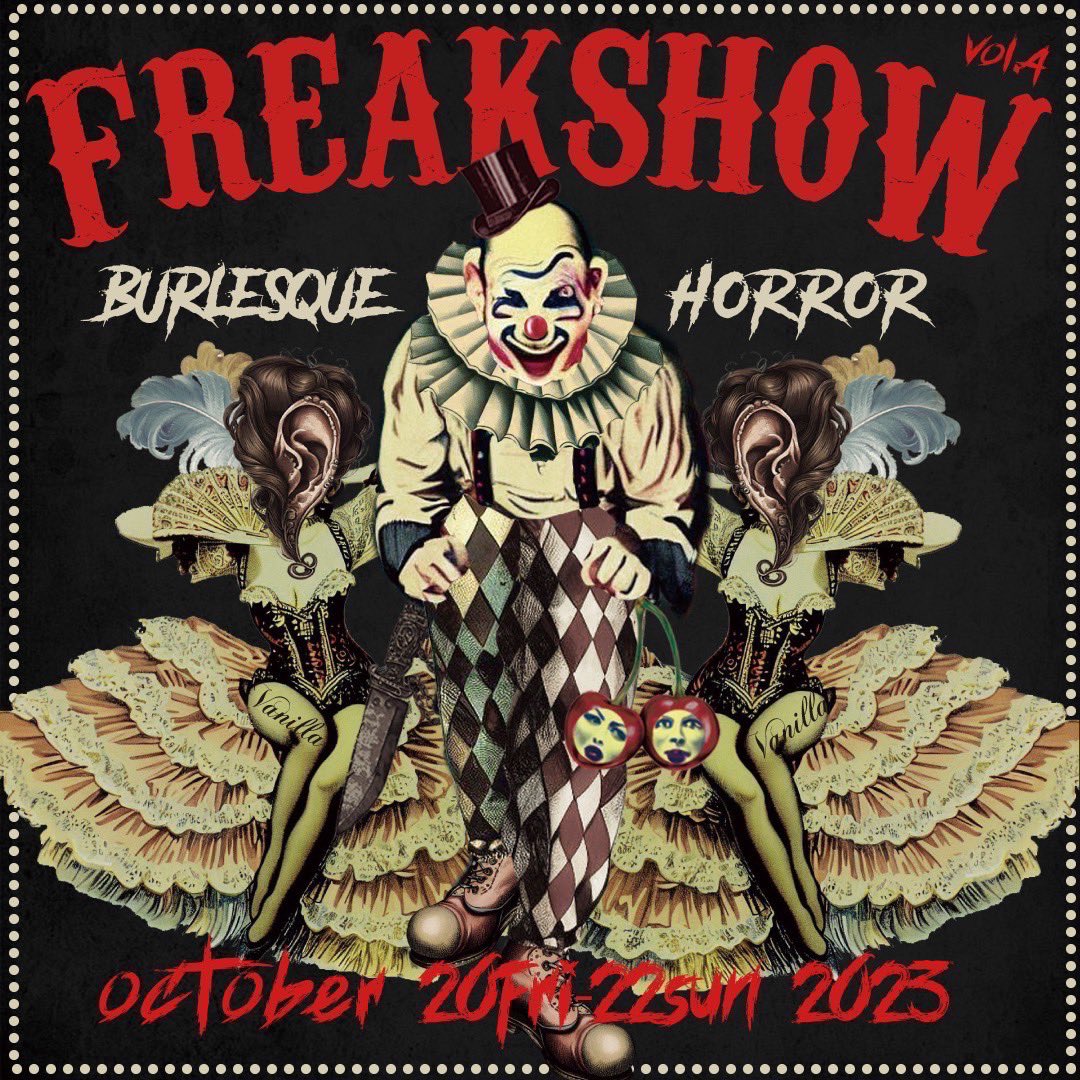 cirkus_pernik's tweet photo. 明日10月19日から3日間、心斎橋Vanilla @ryoukovanilla さんにて【FREAK SHOW vol.4】がスタートします🎪
今回も @shop_cabaret さんセレクトの素敵なブランドが集結🖤
期間限定のフリーキーな空間をお楽しみください❤️ https://t.co/wadmHEx11L