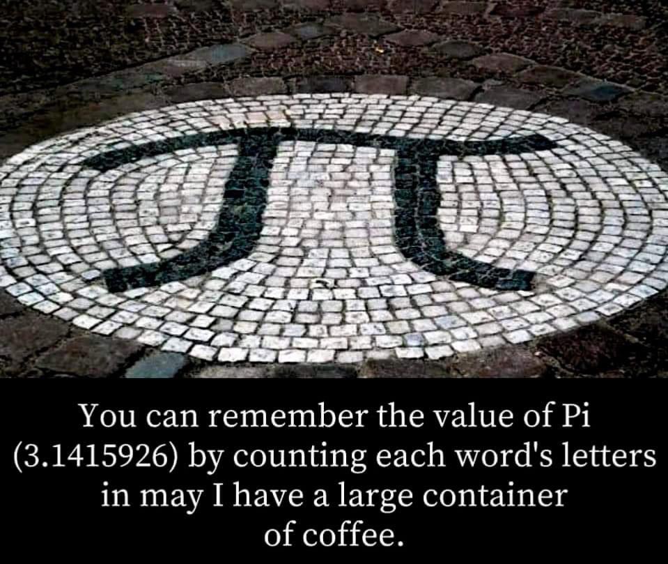 Chess4Charity's tweet photo. Did u know the first seven decimals of pi match the number of letters in each word in the sentence: “may I have a large container of coffee?” https://t.co/PDFhBL1F13