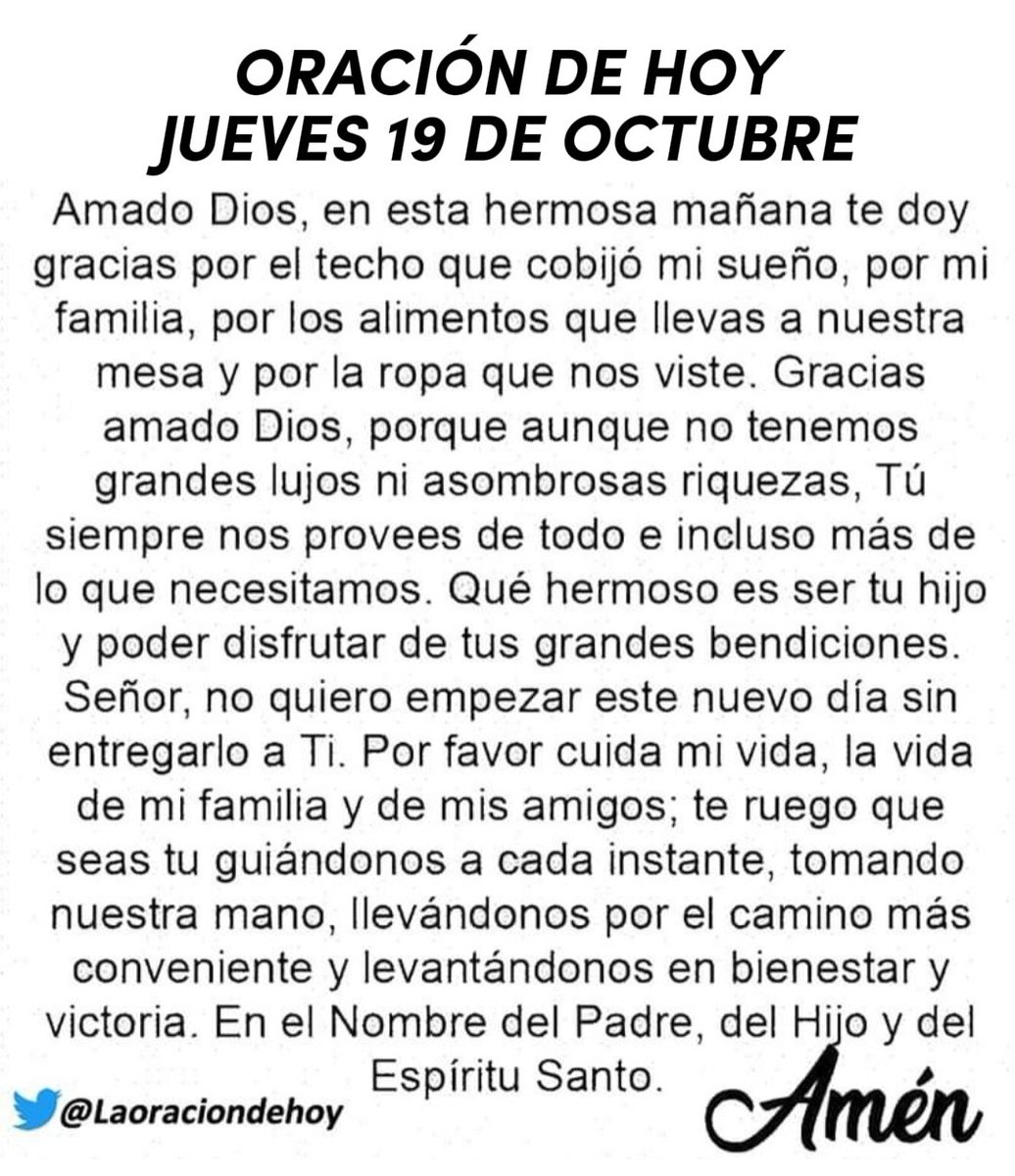 Oración diaria para hoy jueves 19 de octubre de 2023.