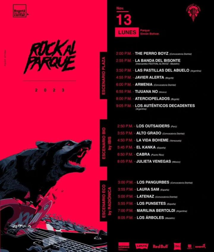 ¡Programación! 🔥

☆☆ FESTIVAL ROCK AL PARQUE ☆☆ 

Parque Simón Bolívar - Bogotá
Noviembre 11, 12 y 13