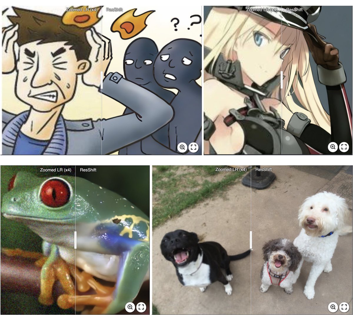 OAOAOAOAOAOooo's tweet image. Our work on image super-resolution has been accepted by NeurIPS 2023 as a spotlight. It achieves impressive SR results only with 15 diffusion steps. Welcome to try our demo. @_akhaliq @ccloy @Iceclearwjy
Demo: replicate.com/cjwbw/resshift
Project page: zsyoaoa.github.io/projects/ressh…