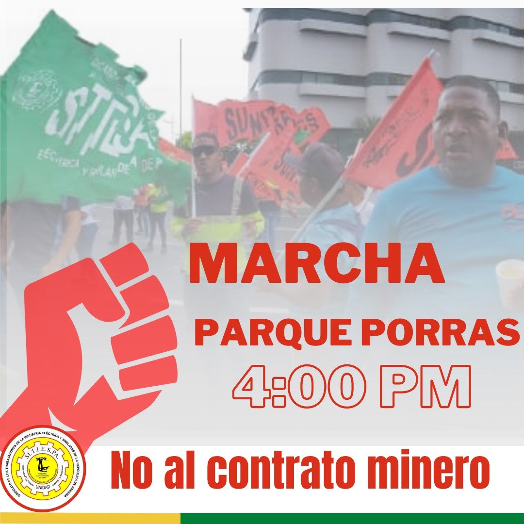 Sitiespa_Panama's tweet photo. No al contrato minero 
Marchamos hacia la Asamblea en defensa de la vida.
Y le decimos NO A LA MINA porque es MUERTE https://t.co/MawfZx8h6N