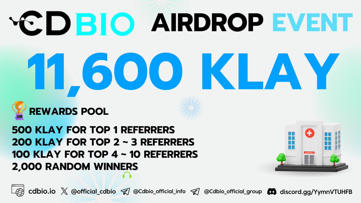 #CDBIO is running a massive 11,600 KLAY
 #airdrop campaign in  tokens!

Join our Gleam competition:
🔗 gleam.io/2iBPg/cdbio

Follow all the rules and tag your friends to join the airdrop campaign!

#Metaverse #Giveaway #web3