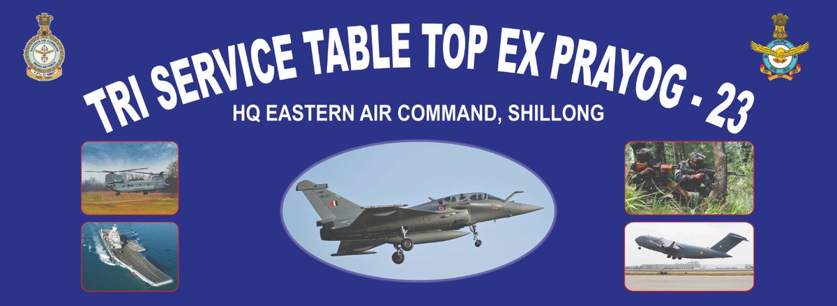 A #TriService #TableTop Exercise Prayog-23 is presently underway at IAF's Eastern Air Command to deliberate on various operational options & enhance synergy between the Services. The Exercise will see senior officers from all three Services in attendance over the next two days.