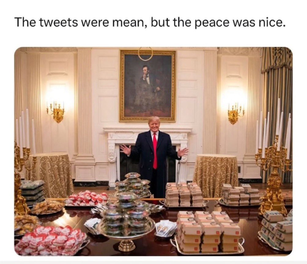 The tweets weren’t mean, they were fun. 

The peace was nice too. 

We miss him. 

Who wants Trump back on 𝕏?